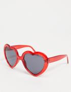 Asos Design Heart Sunglasses In Red