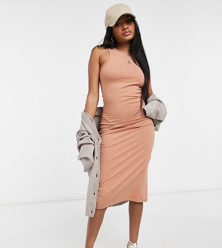 Outrageous Fortune Petite Exclusive Racer Back Midi Dress In Camel-brown