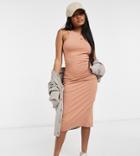 Outrageous Fortune Petite Exclusive Racer Back Midi Dress In Camel-brown
