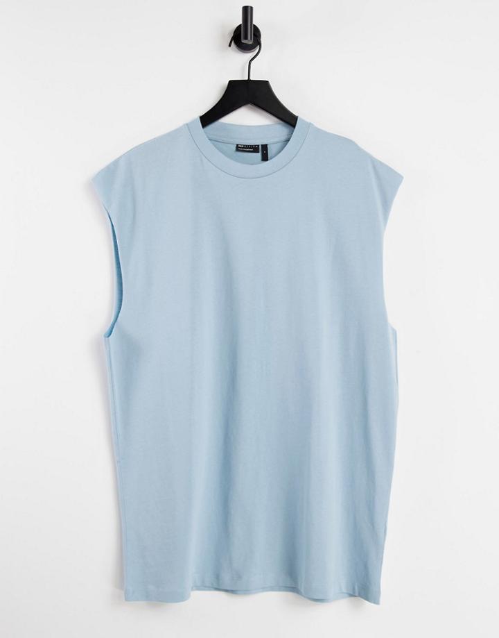 Asos Design Oversized Sleeveless T-shirt In Blue-blues