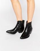 Frye Shane Tip Short Western Leather Heeled Ankle Boots - Black