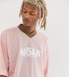 Noak Oversized T-shirt In Airtex With Logo In Pink - Pink