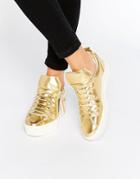 Cute To The Core Ginger Leather Sneakers - Gold