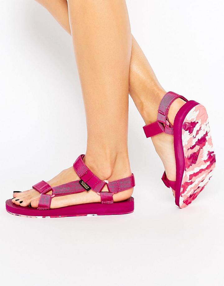 Teva Original Universal Marbled Pink Flat Sandals - Magenta