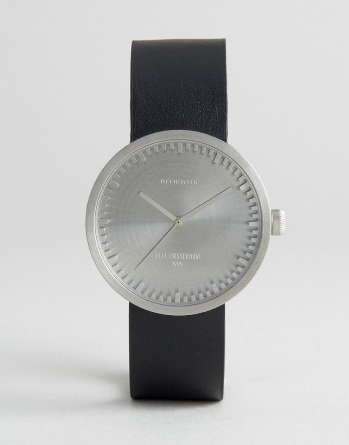 Leff Amsterdam D-series Leather Watch In Black/silver 38mm - Black