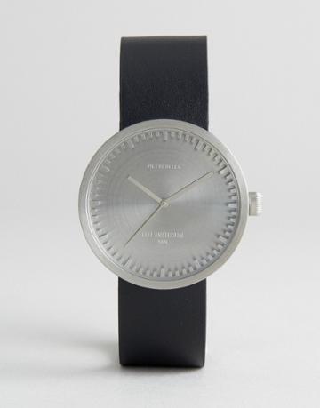 Leff Amsterdam D-series Leather Watch In Black/silver 38mm - Black