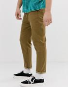 Asos Design Tapered Chinos In Washed Brown - Brown