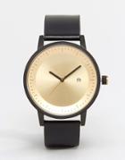 Swco Dixon Leather Watch In Black & Gold - Black