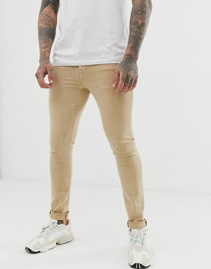 Asos Design Super Skinny Jeans In Stone