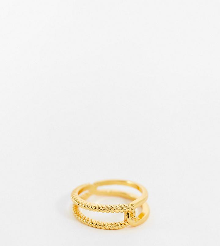 Asos Design Curve 14k Gold Plated Ring With Twist Design