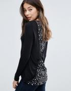 Brave Soul Top With Contrast Star Print Back - Black