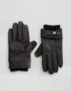 Armani Jeans Leather Gloves - Black