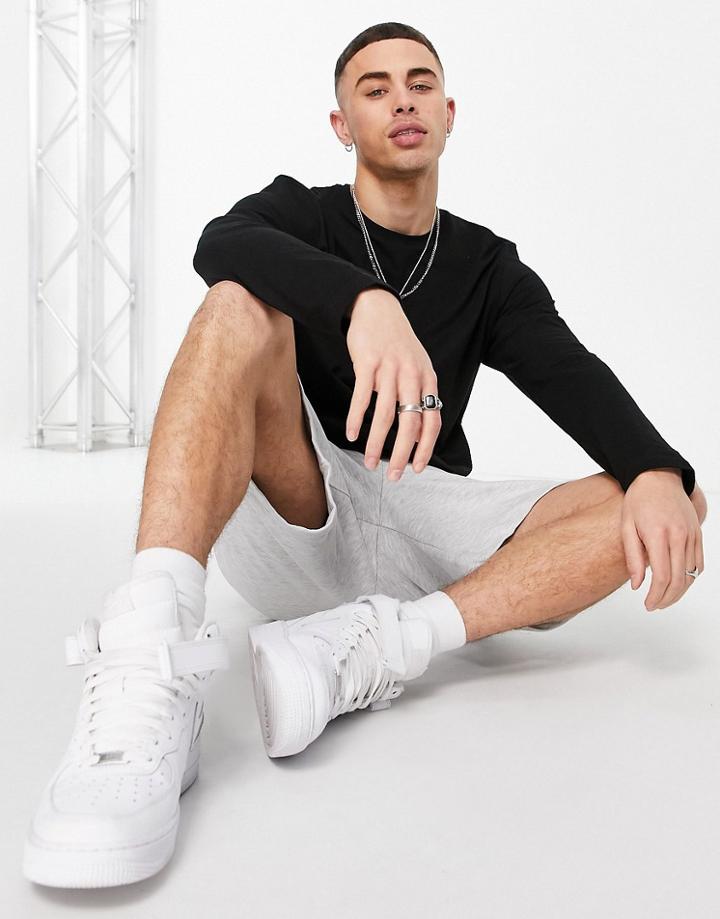 Topman Longsleeve Classic Fit Organic Cotton T-shirt In Black
