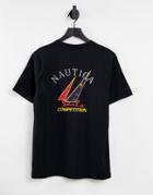 Nautica Competition Trim Back Print T-shirt In Black