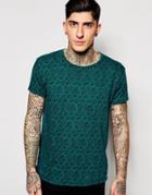 Scotch & Soda T-shirt With All Over Green Pattern - Green