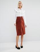 Gestuz Daya Suede Popper Skirt - Brown