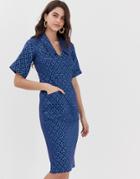 Closet Collared Pencil Dress-navy