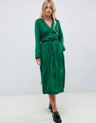 Leon & Harper Rimbaud Tie Waist Contract Lace Trim Maxi Dress - Green