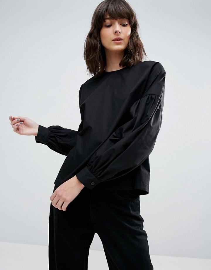 Asos White Extreme Puff Sleeve Top - Black