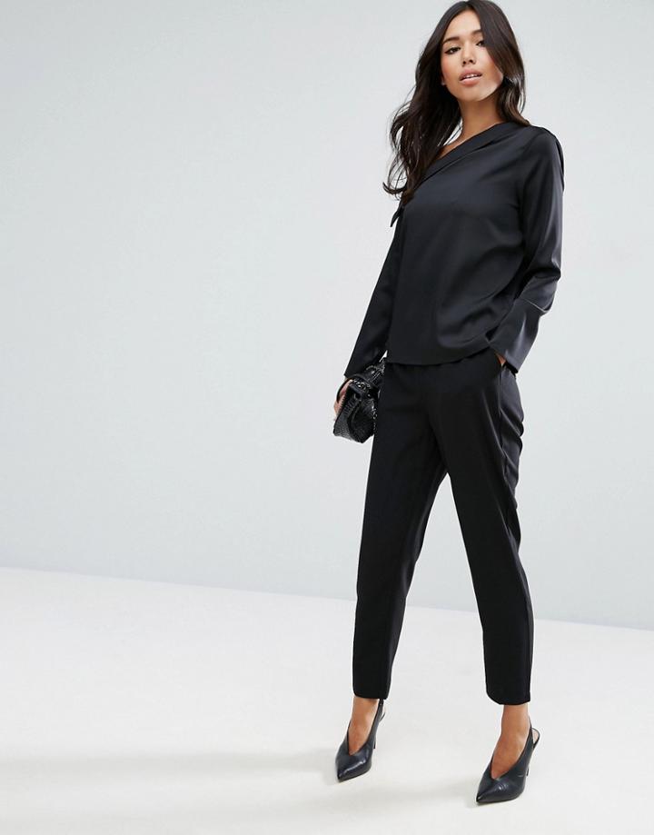 Asos Woven Pull On Peg Pants - Black