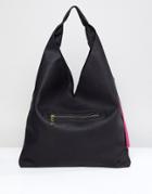 Yoki Fashion Slouchy Shoulder Bag In Black With Tassel - Black
