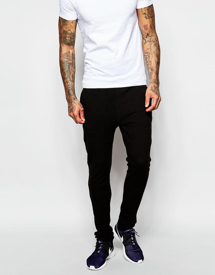 Asos Super Skinny Joggers In Pique Fabric - Black