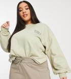 Public Desire Curve Sweatshirt Top In Sage-green