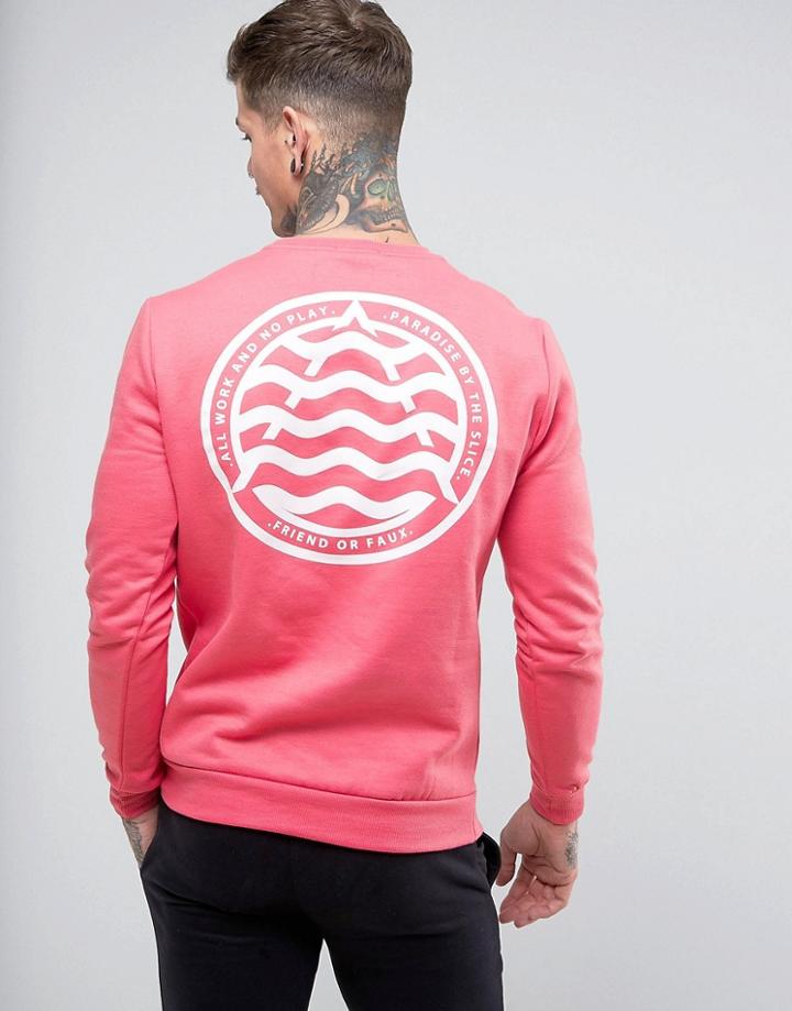 Friend Or Faux Hartley Back Print Sweater - Orange