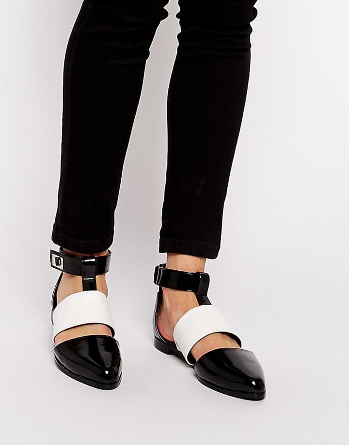 Asos Money Penny Cut Out Flat Shoes - Black