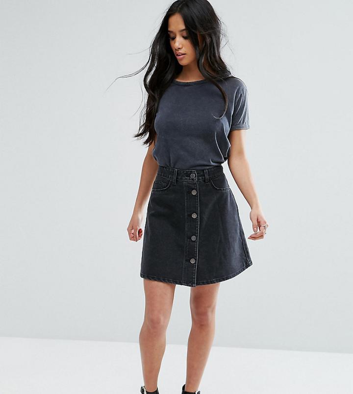 Noisy May Petite Button Through Denim Skirt