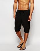 Asos Drop Crotch Swim Shorts In Black - Black