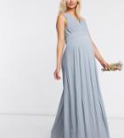 Tfnc Maternity Bridesmaid Pleated Sleeveless Maxi Dress In Dusty Blue-blues