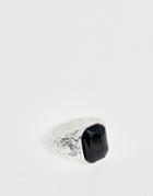 Chained & Able Black Stone Signet Ring In Silver - Silver