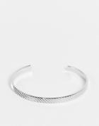 Asos Design Bangle With Texture In Silver Tone
