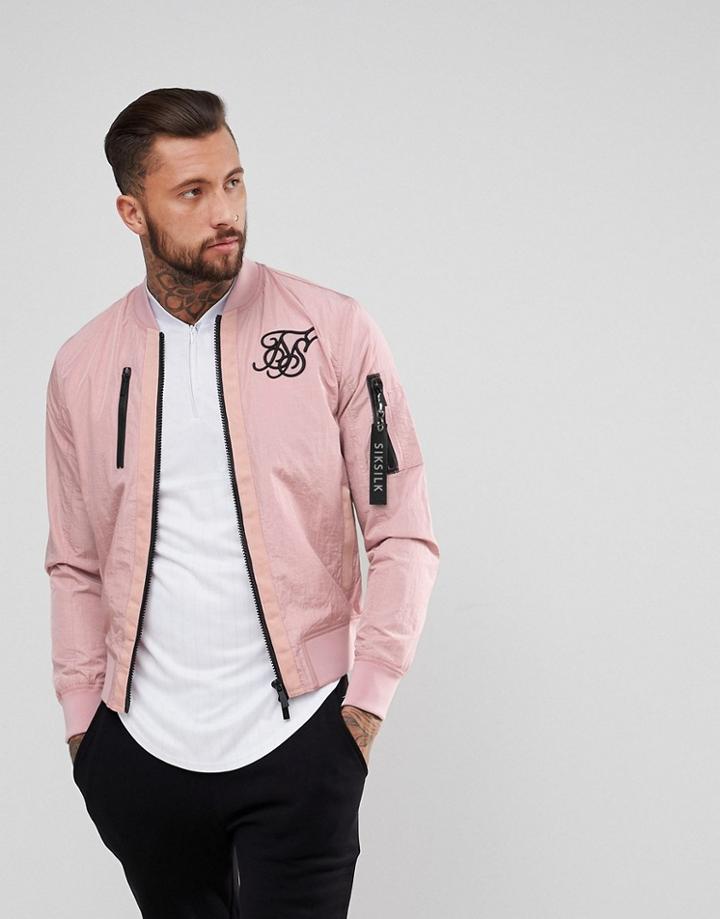 Siksilk Bomber Jacket In Pink - Pink
