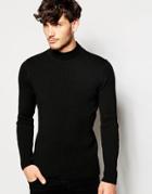 Asos Muscle Turtle Neck Ribbed Jumper - Black