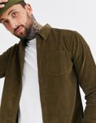 Only & Sons Needle Cord Button Down Shirt In Camel-tan