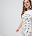 Asos Design Petite Square Neck Cami Mini Dress In Mono Spot - Multi