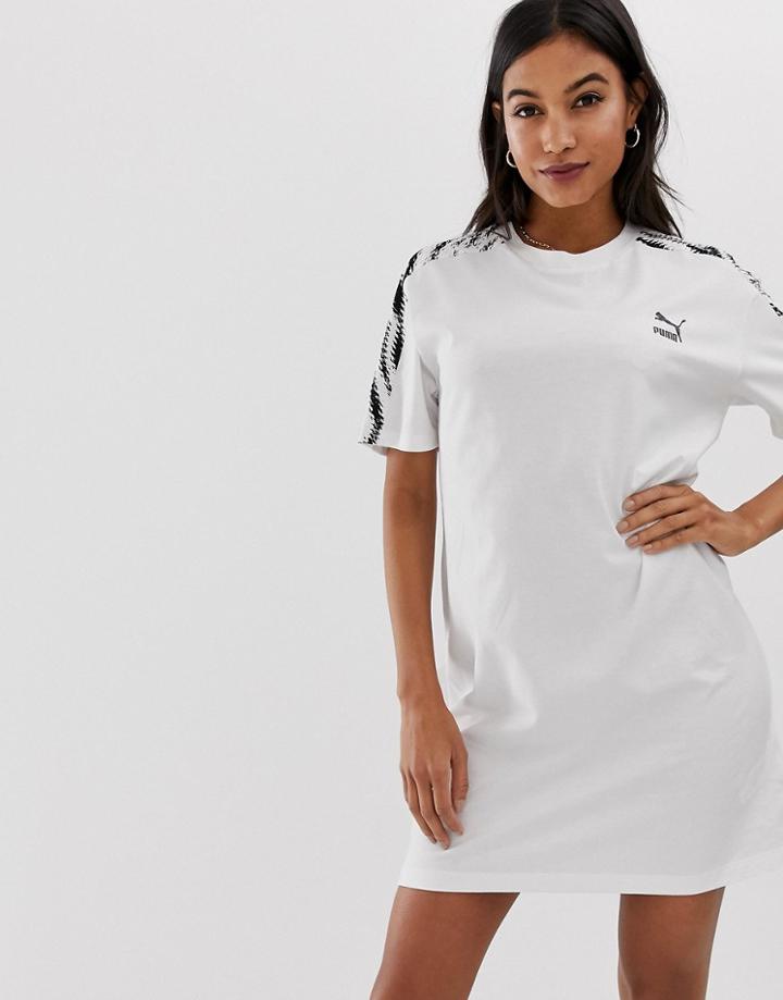 Puma Zebra Prin Details T-shirt Dress - White