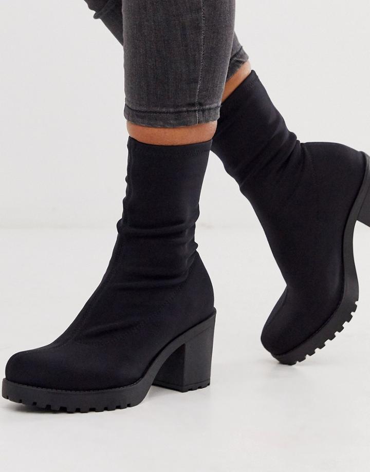 Vagabond Grace Black Stretch Mid Heeled Ankle Boots