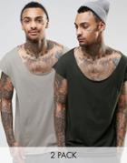 Asos Oversized Sleeveless T-shirt With Scoop Neck 2 Pack Save 17%