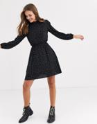 New Look High Ruffle Neck Dress In Black