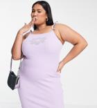 Collusion Plus Rhinestone Y2k Cami Summer Dress In Lilac-purple