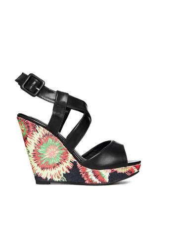 Truffle Platform Wedge Printed Heeled Sandals