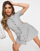 I Saw It First Woven Pin Stripe Cut Out Dress In Black