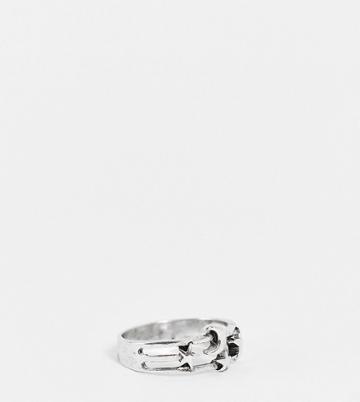 Designb Curve London Moon And Star Ring In Silver