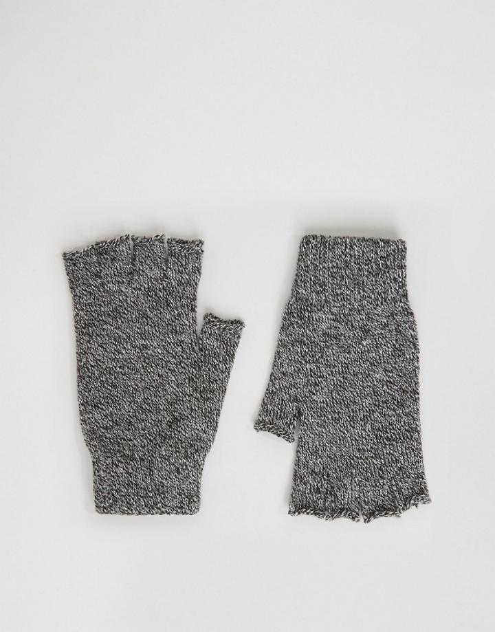 Asos Fingerless Gloves In Black And White Twist - Black