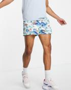 Asos Design Swim Shorts With Wave Print In Short Length-multi