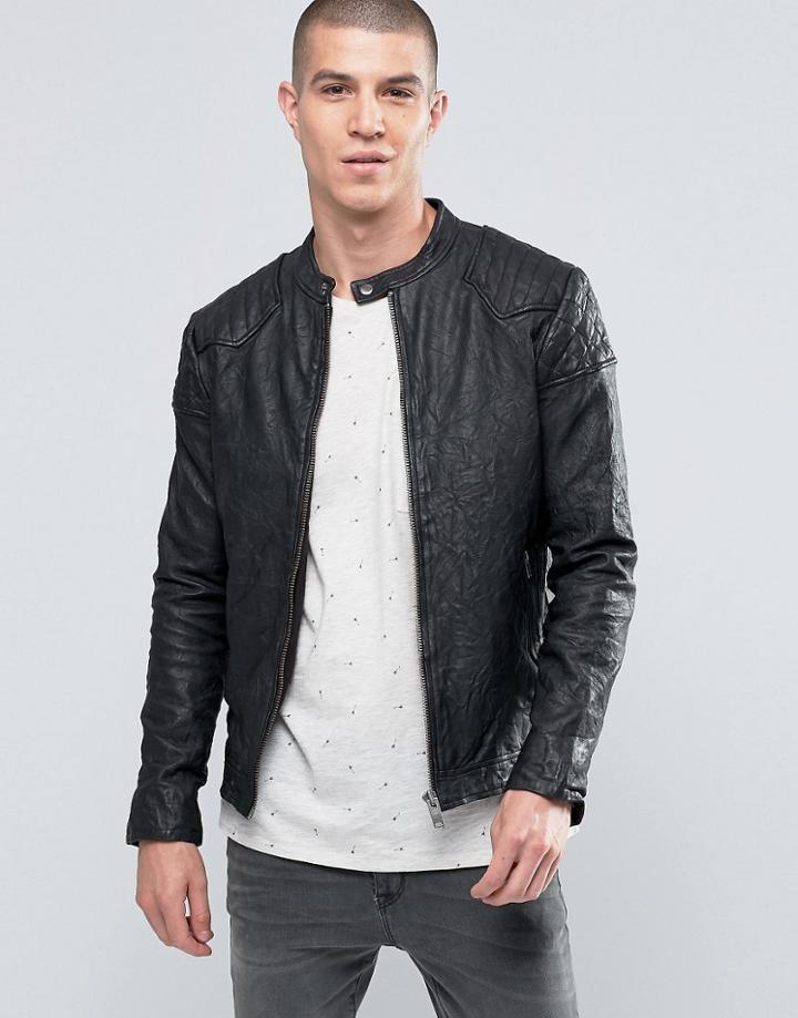 Selected Homme Ryan Leather Jacket - Black
