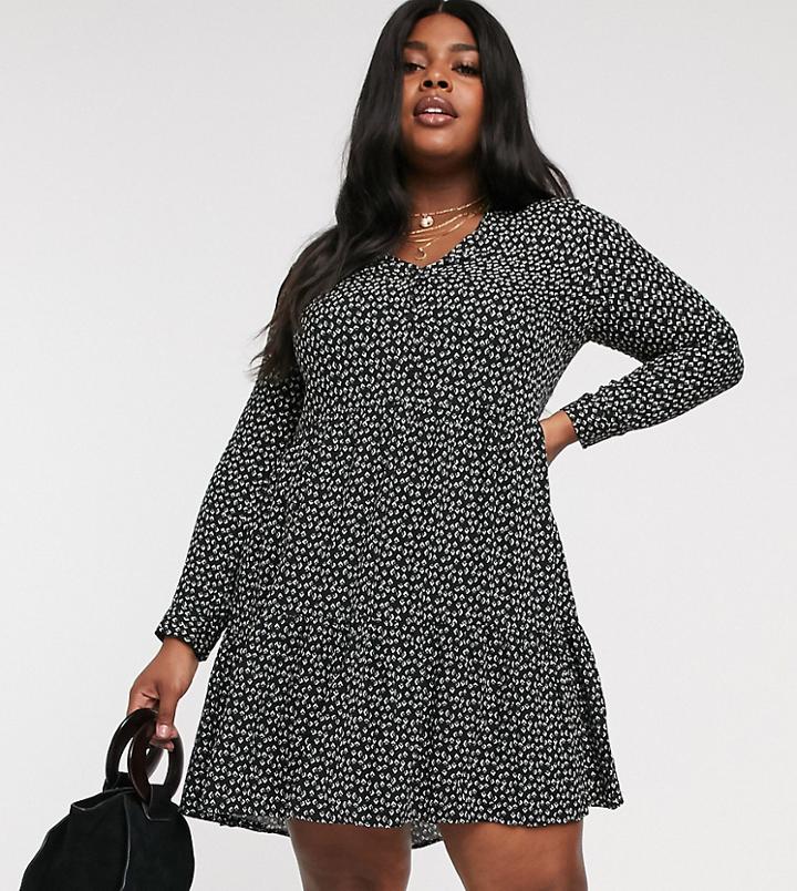 Vero Moda Curve Geo Print Smock Mini Dress - Multi